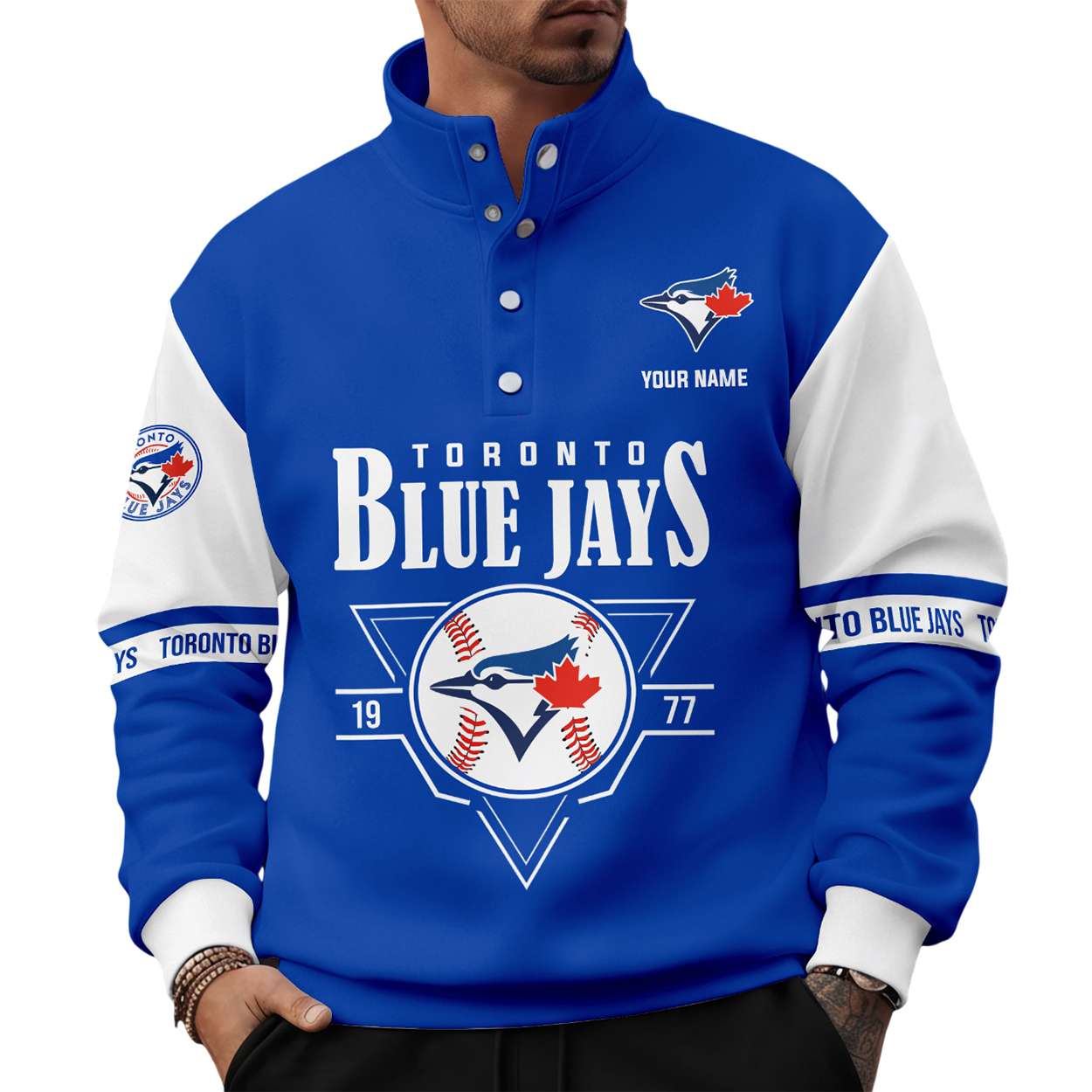 Personalized Blue Jays 1977 Unisex Western Style Sweater With Buckles Personalized Blue Jays 1977 Unisex Western Style Sweater With Buckles