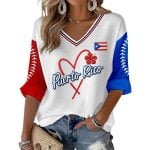Peurto Rico Casual Baseball Printed Waffle Top