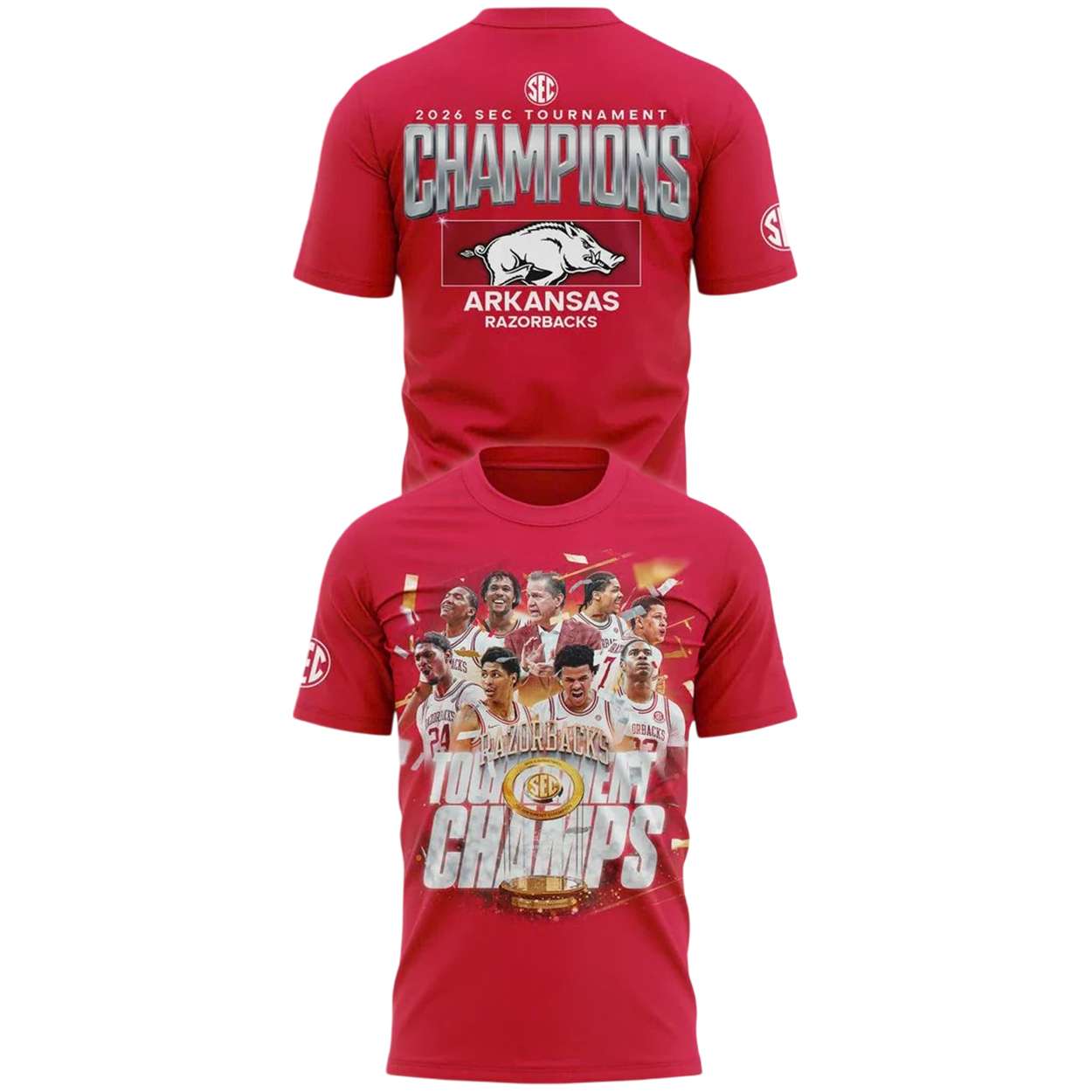 Razorbacks 2026 SEC Mens Basketball Tournament Champions T Shirt Razorbacks 2026 SEC Men's Basketball Tournament Champions T-Shirt