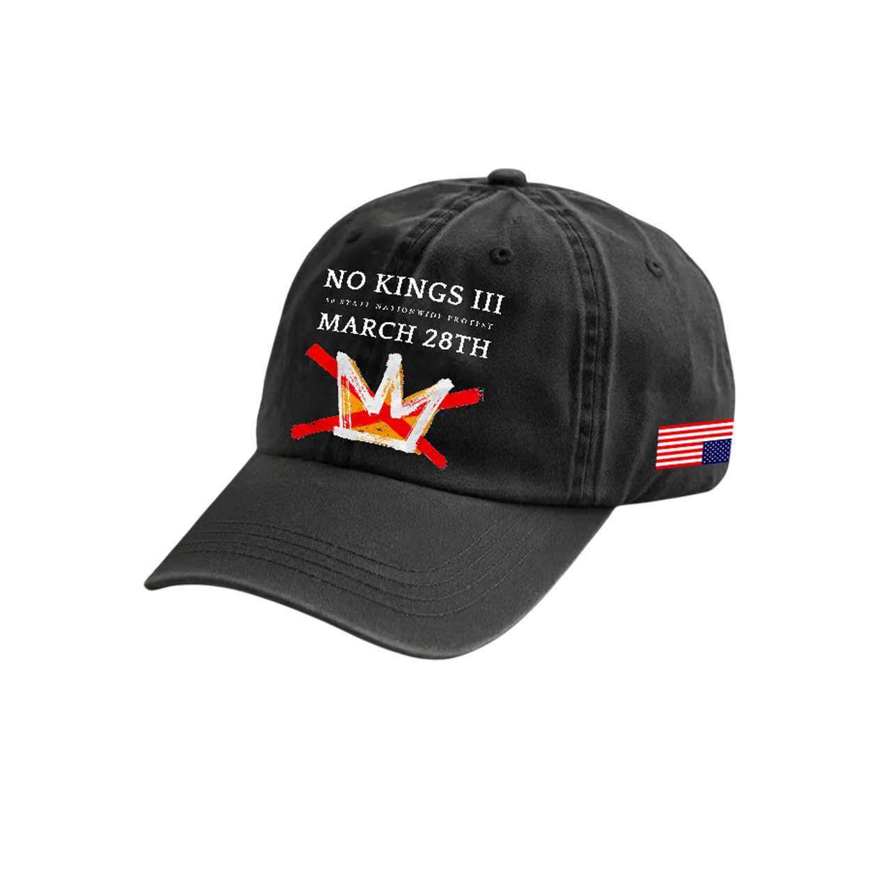 Retro No Kings III 50 State Nationwide Protest March 28th Print Baseball Cap Retro No Kings III 50 State Nationwide Protest March 28th Print Baseball Cap