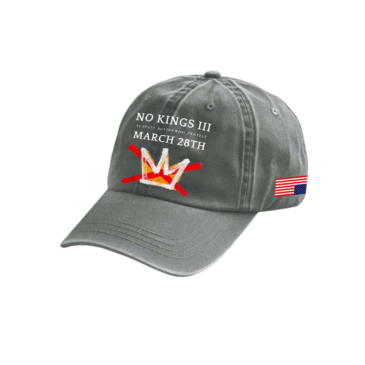Retro No Kings III 50 State Nationwide Protest March 28th Print Baseball Cap Retro No Kings III 50 State Nationwide Protest March 28th Print Baseball Cap