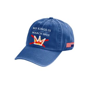 Retro No Kings III 50 State Nationwide Protest March 28th Print Baseball Cap