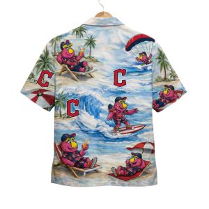 Guardians Baseball Mascot Beach Viber Button Up Hawaiian Shirt1