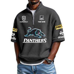 2026 Personalized Panthers Waffle Collar Short Sleeved Shirt 1 2026 Personalized Panthers Waffle Collar Short Sleeved Shirt1