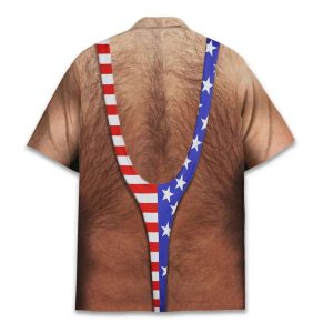 Patriotic Chest Hair Illusion 4th of July Aloha Shirt2