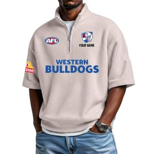 2026 Personalized Western Bulldogs Waffle Collar Short Sleeved Shirt3