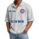 2026 Cubs Est 1876 Waffle Collar Polo Shirt