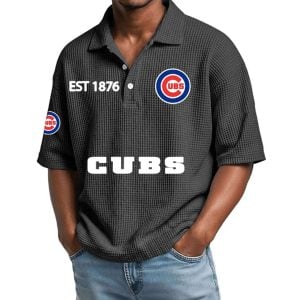 2026 Cubs Est 1876 Waffle Collar Polo Shirt2