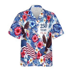 America 250 Years Anniversary Floral Aloha Hawaiian Shirt1