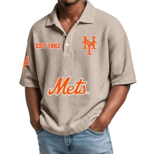 2026 Mets Est 1962 Waffle Collar Polo Shirt 2 2026 Mets Est 1962 Waffle Collar Polo Shirt2