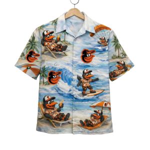 Orioles Baseball Mascot Beach Viber Button Up Hawaiian Shirt