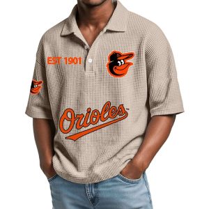 2026 Orioles Est 1901 Waffle Collar Polo Shirt4