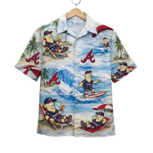 Braves Baseball Mascot Beach Viber Button Up Hawaiian Shirt