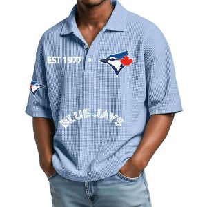 2026 Blue Jays Est 1977 Waffle Collar Polo Shirt 3 2026 Blue Jays Est 1977 Waffle Collar Polo Shirt3