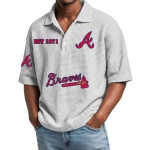 2026 Braves Est 1871 Waffle Collar Polo Shirt