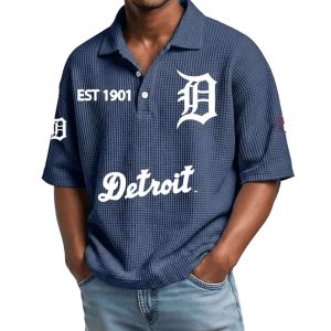 2026 Tigers Est 1901 Waffle Collar Polo Shirt1