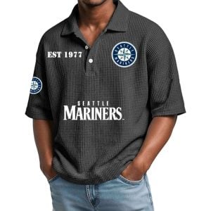 2026 Mariners Est 1977 Waffle Collar Polo Shirt3