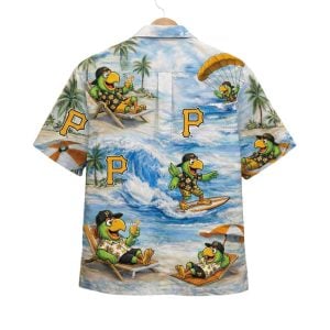 Pirates Baseball Mascot Beach Viber Button Up Hawaiian Shirt1