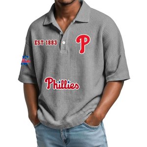 Phillies Est 1883 Waffle Polo Shirt4