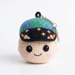 Artemis II Moon Crochet Plush Keychain