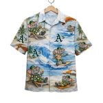 Athletics Baseball Mascot Beach Viber Button-Up Hawaiian Shirt