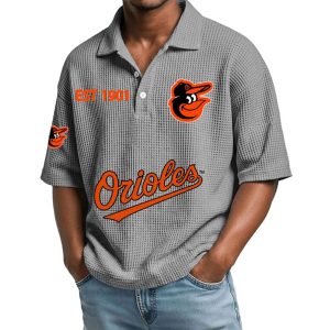 2026 Orioles Est 1901 Waffle Collar Polo Shirt5