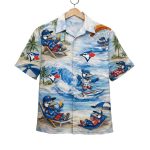 Blue Jays Baseball Mascot Beach Viber Button-Up Hawaiian Shirt