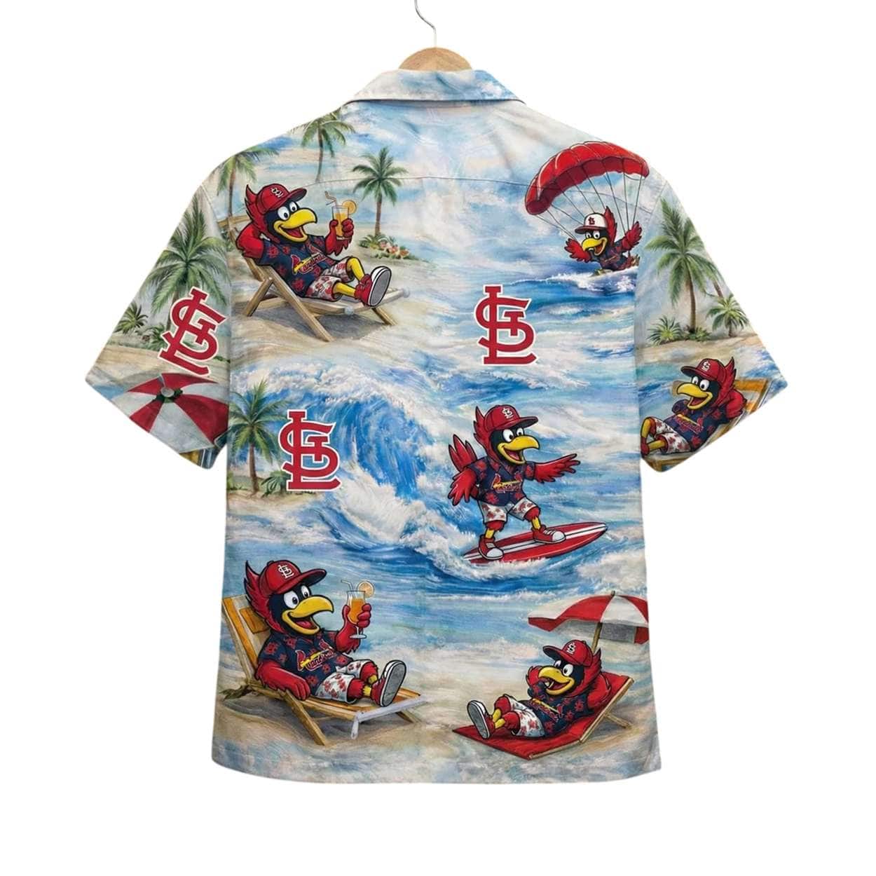 Cardinals Baseball Mascot Beach Viber Button-Up Hawaiian Shirt Cardinals Baseball Mascot Beach Viber Button-Up Hawaiian Shirt