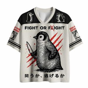 Woodblock Penguin Fight Or Flight Mesh Jersey