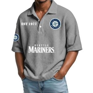 2026 Mariners Est 1977 Waffle Collar Polo Shirt4
