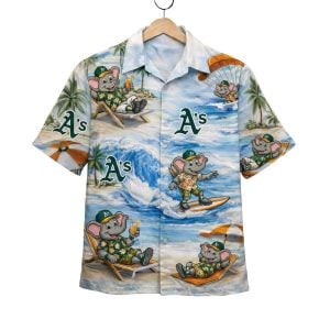 Athletics Baseball Mascot Beach Viber Button Up Hawaiian Shirt