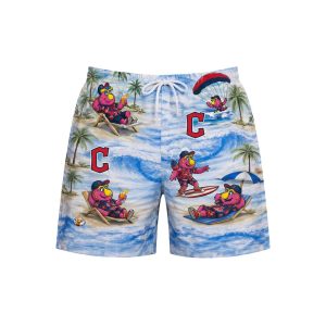 Guardians Baseball Mascot Beach Viber Button Up Hawaiian Shirt2