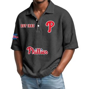 Phillies Est 1883 Waffle Polo Shirt2