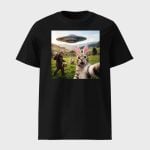 Funny Cat Selfie with Easter Bunny Bigfoot UFO Shirt