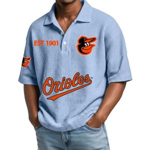 2026 Orioles Est 1901 Waffle Collar Polo Shirt3