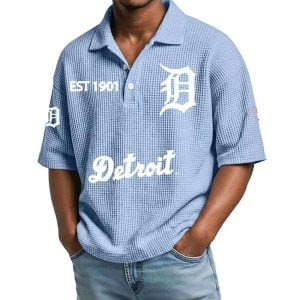 2026 Tigers Est 1901 Waffle Collar Polo Shirt3