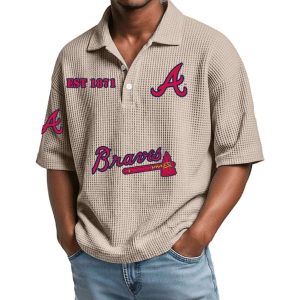 2026 Braves Est 1871 Waffle Collar Polo Shirt3