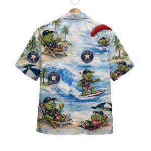 Astros Baseball Mascot Beach Viber Button Up Hawaiian Shirt1