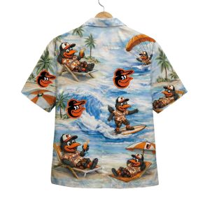 Orioles Baseball Mascot Beach Viber Button Up Hawaiian Shirt1