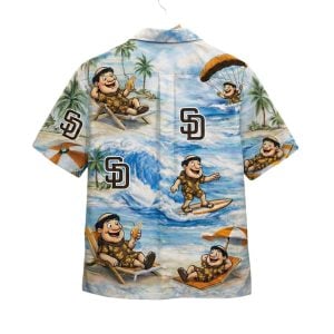 Padres Baseball Mascot Beach Viber Button Up Hawaiian Shirt1