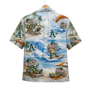 Athletics Baseball Mascot Beach Viber Button Up Hawaiian Shirt1