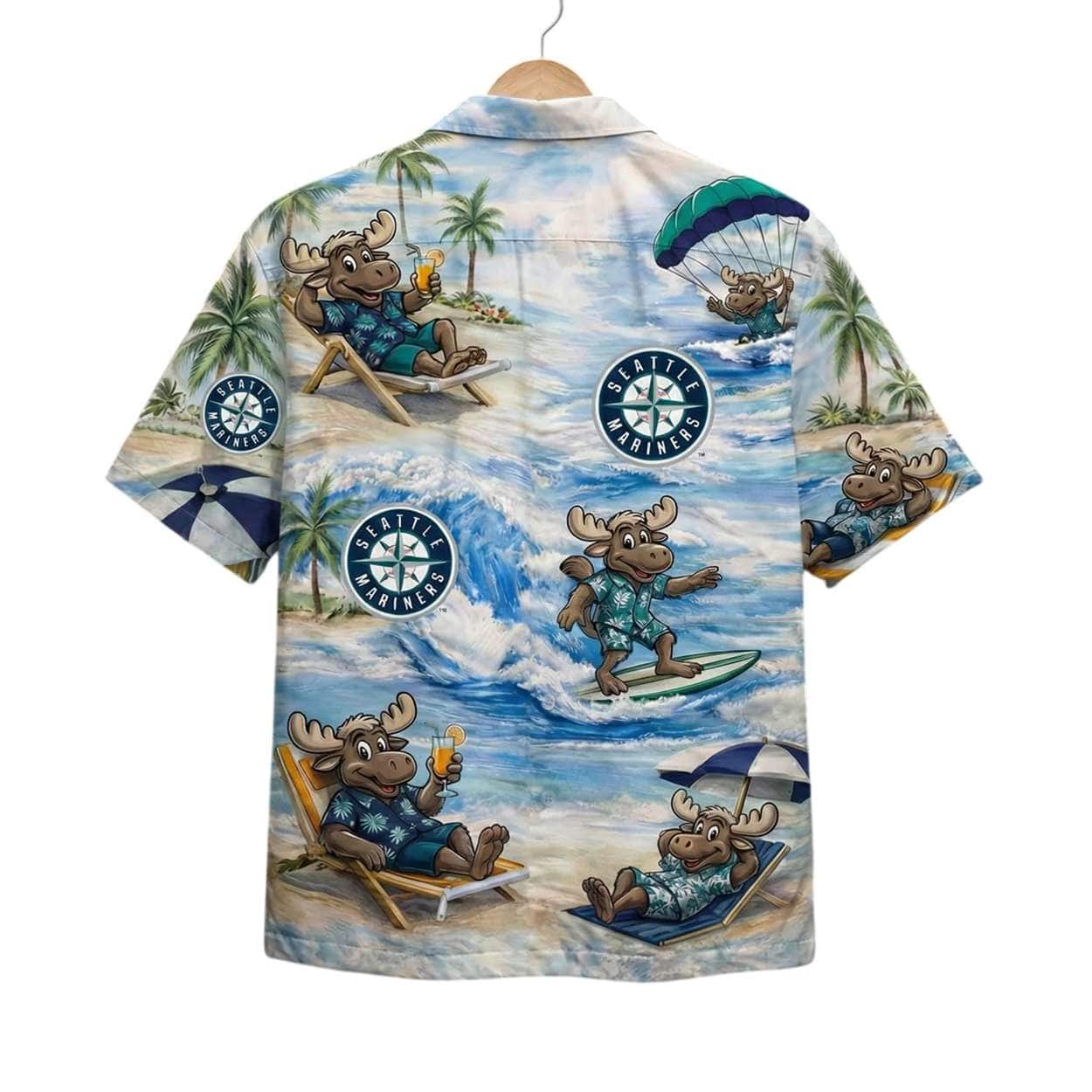 Mariners Baseball Mascot Beach Viber Button-Up Hawaiian Shirt Mariners Baseball Mascot Beach Viber Button-Up Hawaiian Shirt