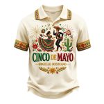 Men's Retro Mexican Cinco de Mayo Art Print Casual Polo Shirt