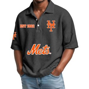 2026 Mets Est 1962 Waffle Collar Polo Shirt 3 2026 Mets Est 1962 Waffle Collar Polo Shirt3