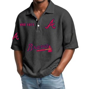 2026 Braves Est 1871 Waffle Collar Polo Shirt2