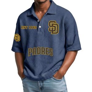 2026 Padres Est 1969 Waffle Collar Polo Shirt2