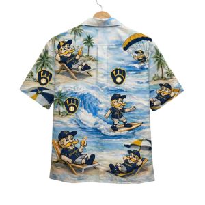 Brewers Baseball Mascot Beach Viber Button Up Hawaiian Shirt1