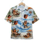 Orioles Baseball Mascot Beach Viber Button-Up Hawaiian Shirt