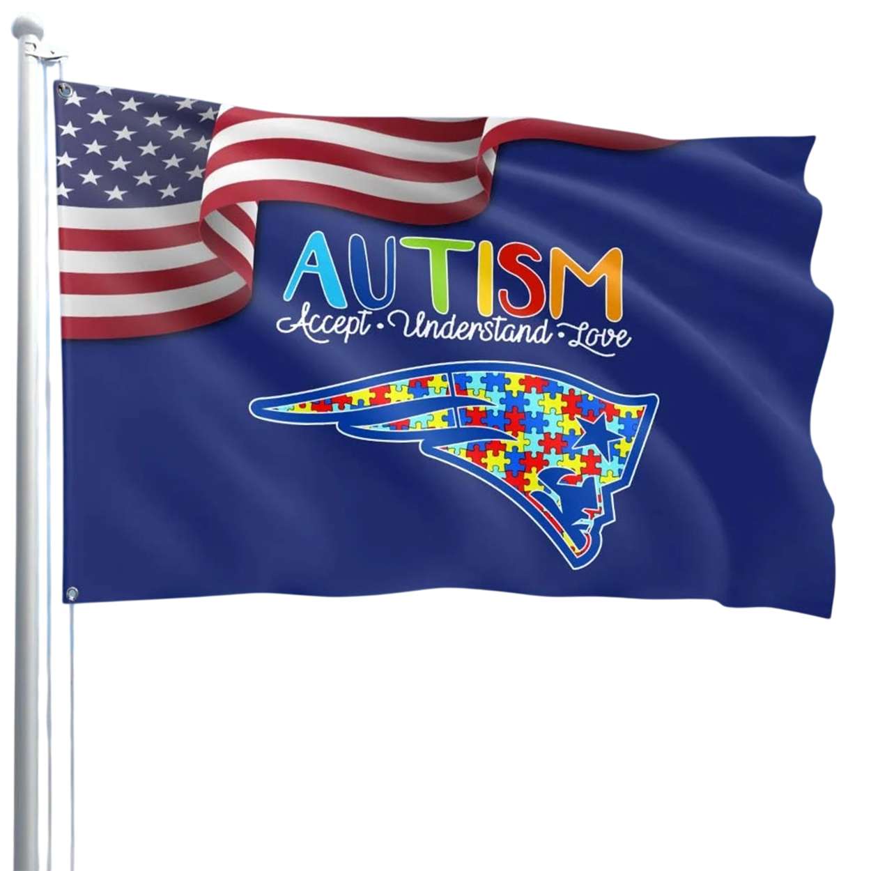 Patriots Autism Awareness Accept Understand Love Flag Patriots Autism Awareness Accept Understand Love Flag