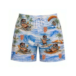 Giants Baseball Mascot Beach Viber Button Up Hawaiian Shirt2